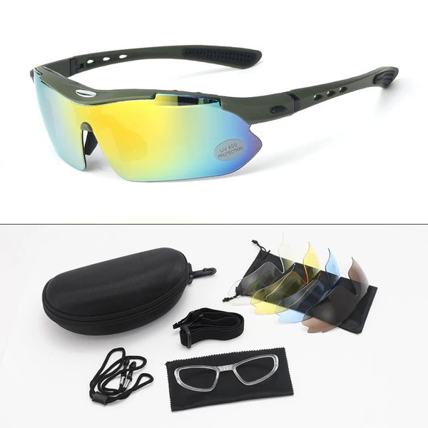 Military green frame PC version 5 pairs of lenses
