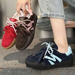 2025拼色德训鞋女秋季新款透气户外运动休闲鞋百搭厚底阿甘跑步鞋