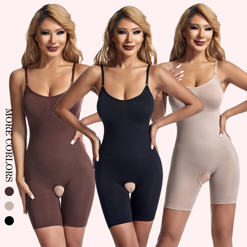 Cross-Border Body Shaping Bodysuit, Open-Crotch Large Size One-Piece Body Shaper for Women, Postpartum Waist and Abdomen Shaping Corset, Breast Support