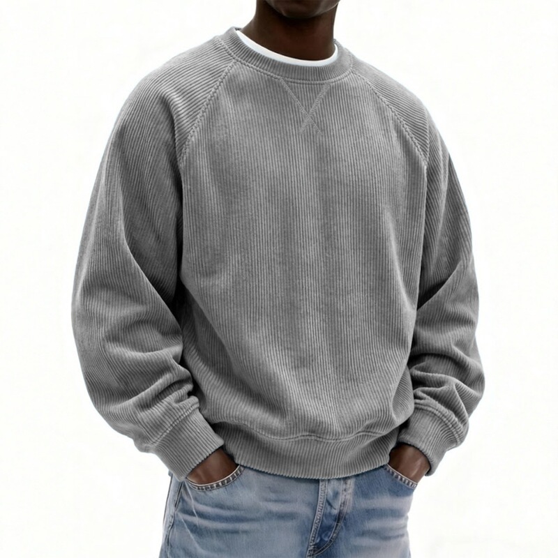 2026 Autumn and Winter New European and American Style Men's Loose Round Neck Corduroy Sweatshirt Men's Pullover Long-Sleeved Casual Top 2026 Autumn and Winter New European and American Style Men's Loose Round Neck Corduroy Sweatshirt Men's Pullover Long-Sleeved Casual Top