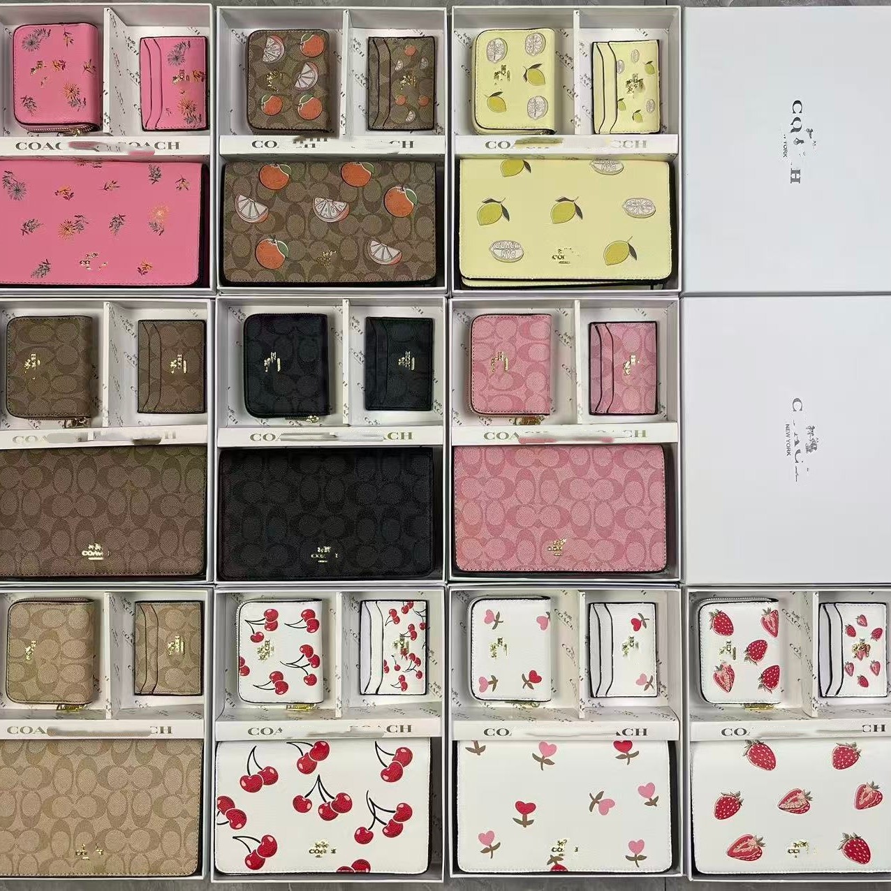 欧美跨境批发手拿包handbag经典印花cherry系列小钱包礼盒withbox