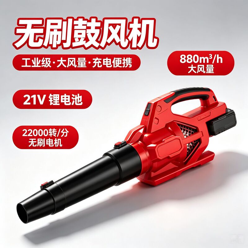 New 21 rechargeable brushless blower, high-power dust blower, snow blower, and industrial dust removal blower