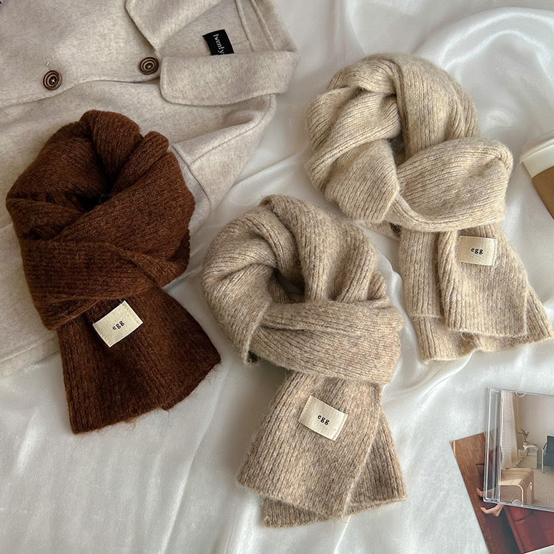 Korean Egg Mohair Floral Scarf for Women, Winter Soft Thick Knitted Warm Neck Warmer for Students, Trendy on Instagram Korean Egg Mohair Floral Scarf for Women, Winter Soft Thick Knitted Warm Neck Warmer for Students, Trendy on Instagram