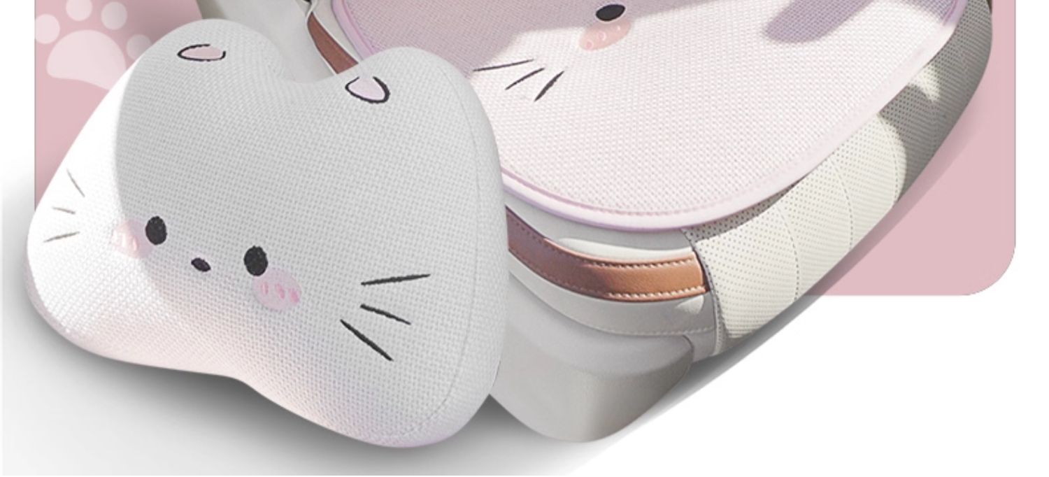 Four Seasons Linen Car Seat Cushion Cute Cat Skin-Friendly Breathable Seat Cushion Rear Single Piece Four Seasons Universal Seat Cushion Cover