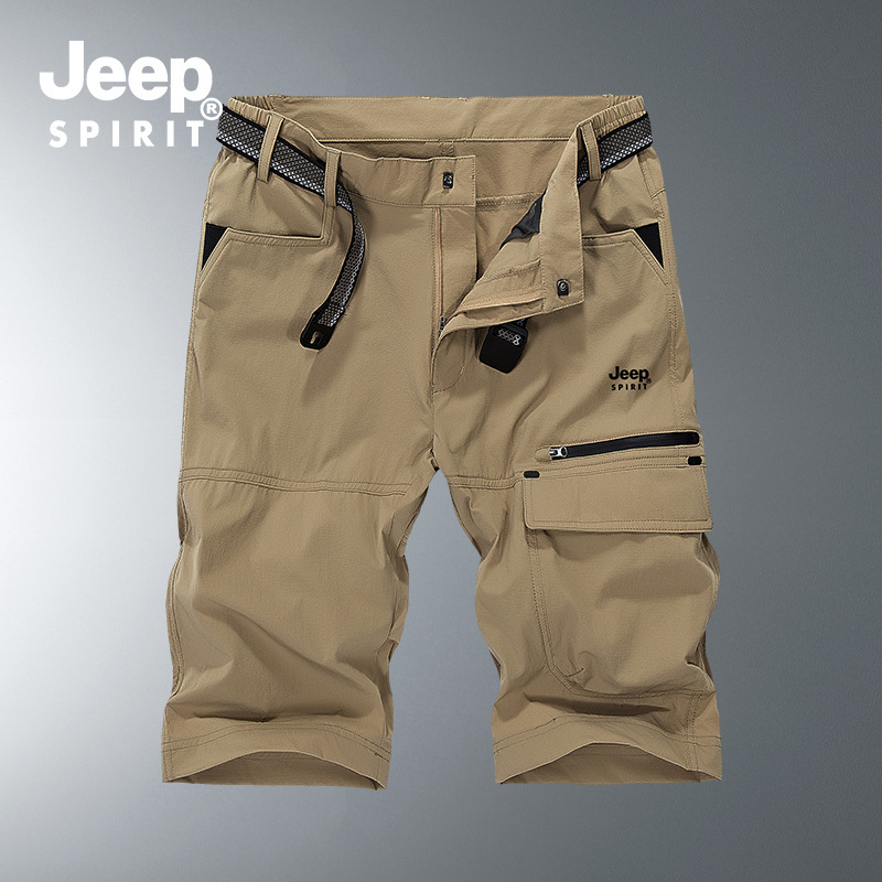 JEEP SPIRIT2022 Summer Counter Youth Men's Straight Zipper Daily Casual Shorts