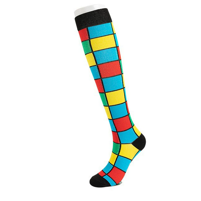 Compression Running Socks, Unisex Jacquard Knee-High Socks, Multiple Patterns, S/M & L/XL