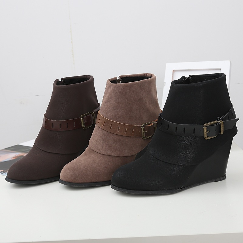 Winter Wedge heel half boots Woman Plus...