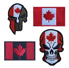喬盛布貼，繡花標 3D徽章刺繡直供多款多色加拿大旗魔術貼繡標