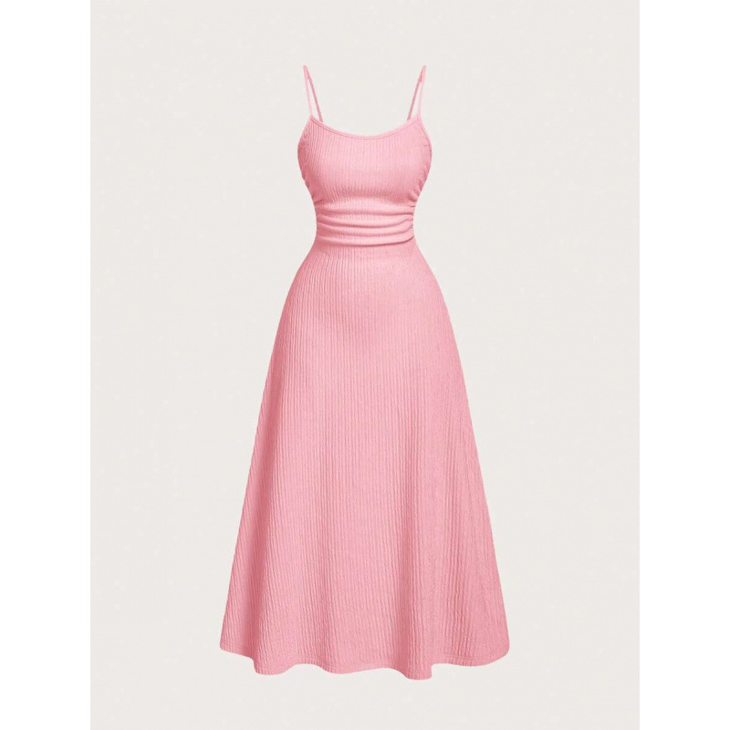 2025 comercio exterior mujeres vestidos 1pc damas romántico pliegue ajustable correa de hombro delgada vestido