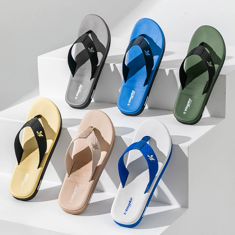 Домашние трансграничные тапочки, мужские новые шлепанцы, мужские повседневные шлепанцы на открытом воздухе, Нескользящие пляжные тапочки с мягкой подошвой