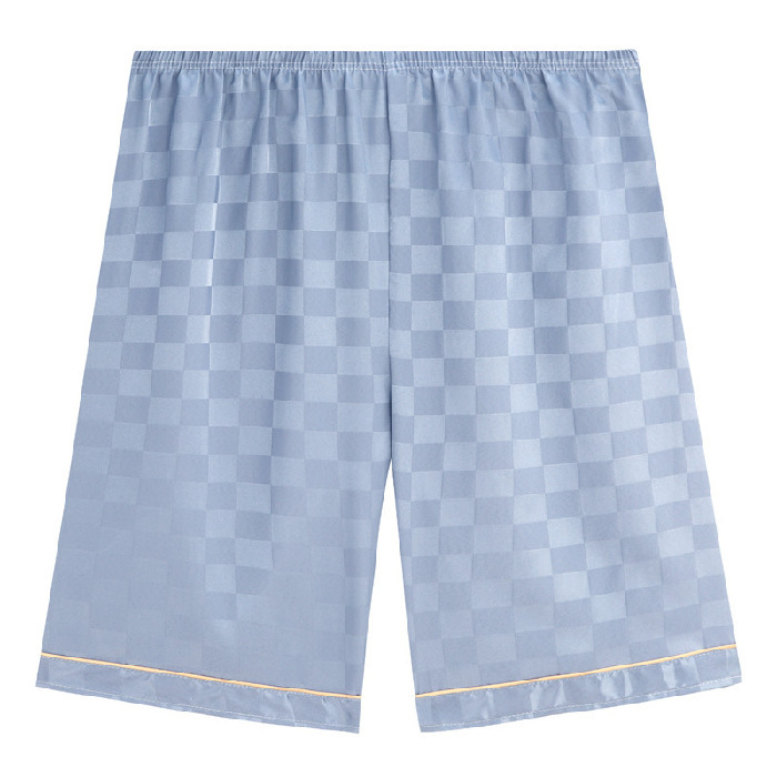 Ice silk pajamas men summer fat plus big size fat mm200 kg loose Korean lattice jacquard home shorts