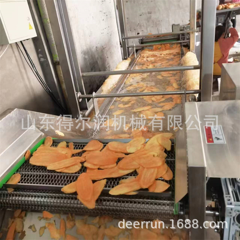 海苔片油炸机 大型红薯片油炸生产线 休闲零食猫耳朵红薯油炸机