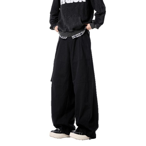 American Retro Casual Men's Summer Streetwear Relaxed Style Wide Leg Work Pants with Large Pockets Loose Matchy Matchy Pants