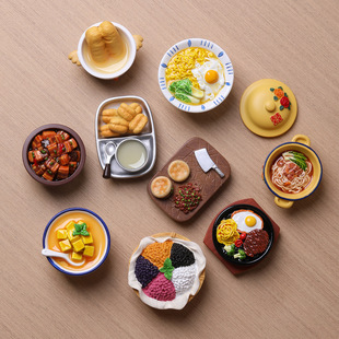 2025 New Simulated Food Refrigerator Magnet Soy Milk and Fried Dough Sticks Magnet 3D Stereo Magnetic Braised Pork Magnetic Sticker Food Toy