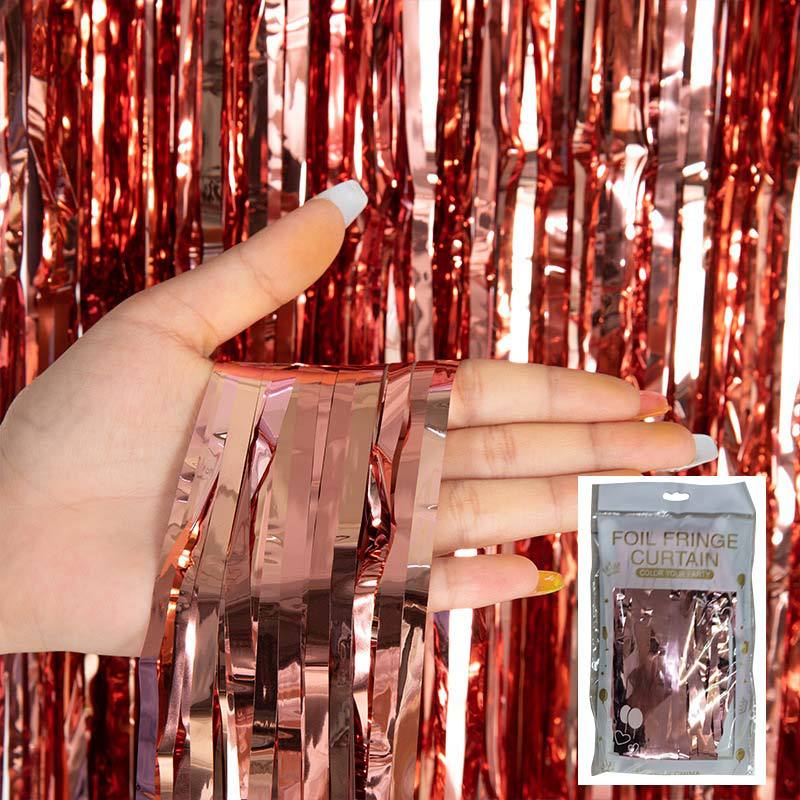 Cortina de lluvia de colores de alto brillo transfronteriza decoración de fiesta de cumpleaños cortina de lluvia láser de macaron brillante de 1*2 m