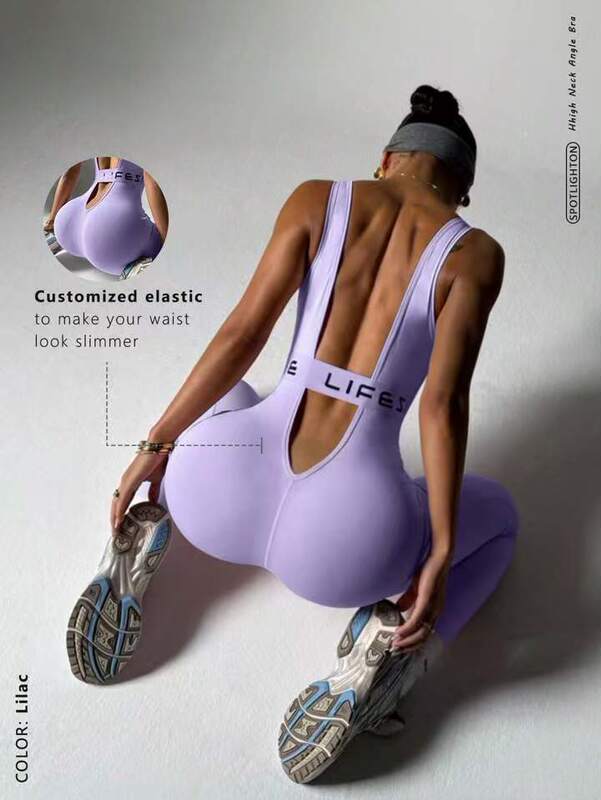 錦糸の5色の欧米はヨガの連体の服のアルファベットの美背のフィットネスの服を縫います。|undefined