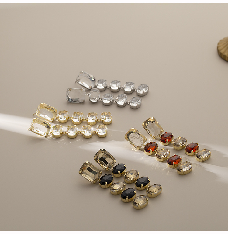 Copper Material 1 Pair Elegant Geometric Plating Copper Imitation Crystal Drop Earrings Ear Cuffs