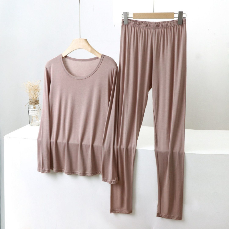 Pajamas, Home Clothes, Autumn Clothes and Long Pants Suits, Plus Size Fat Women's Slimming Thin Bottoming Solid Color Underwear Summer