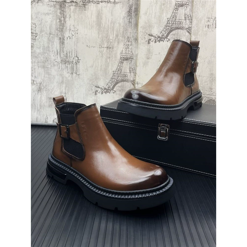 2024 осенний новый мужской стиль с острыми наконечными ретро мужские сапоги модные тенденции бизнес повседневные кожаные сапоги