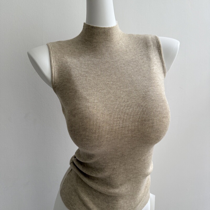 [Homemade Self-Retained] High-End Sense! Korean Ins Half Turtleneck Sleeveless Vest Autumn and Winter Wool Knitwear Top