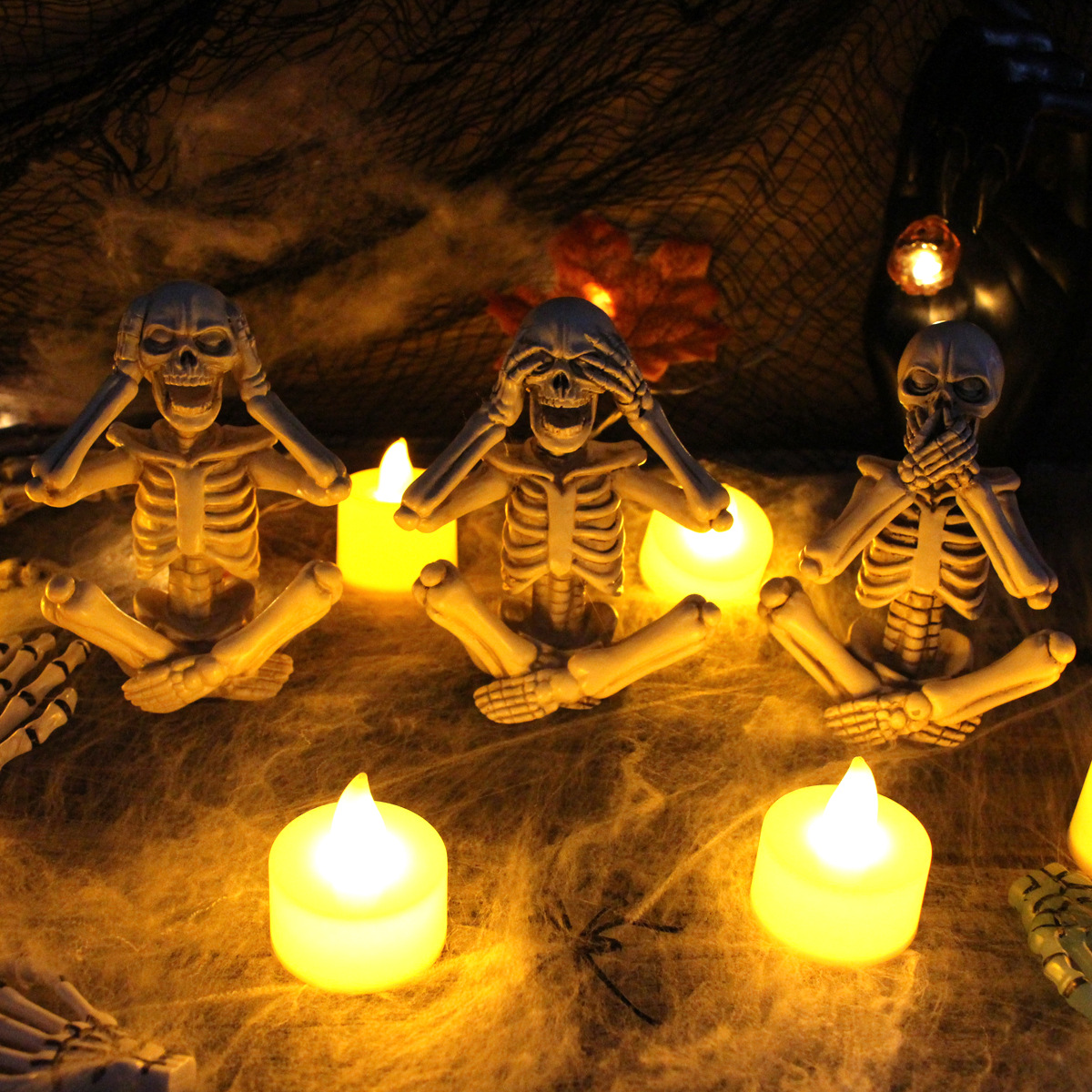 Halloween Decorative Skull Set Three Simulation Skull Props Ghost Festival Garden Skull Ornaments Three-Piece Skull Set