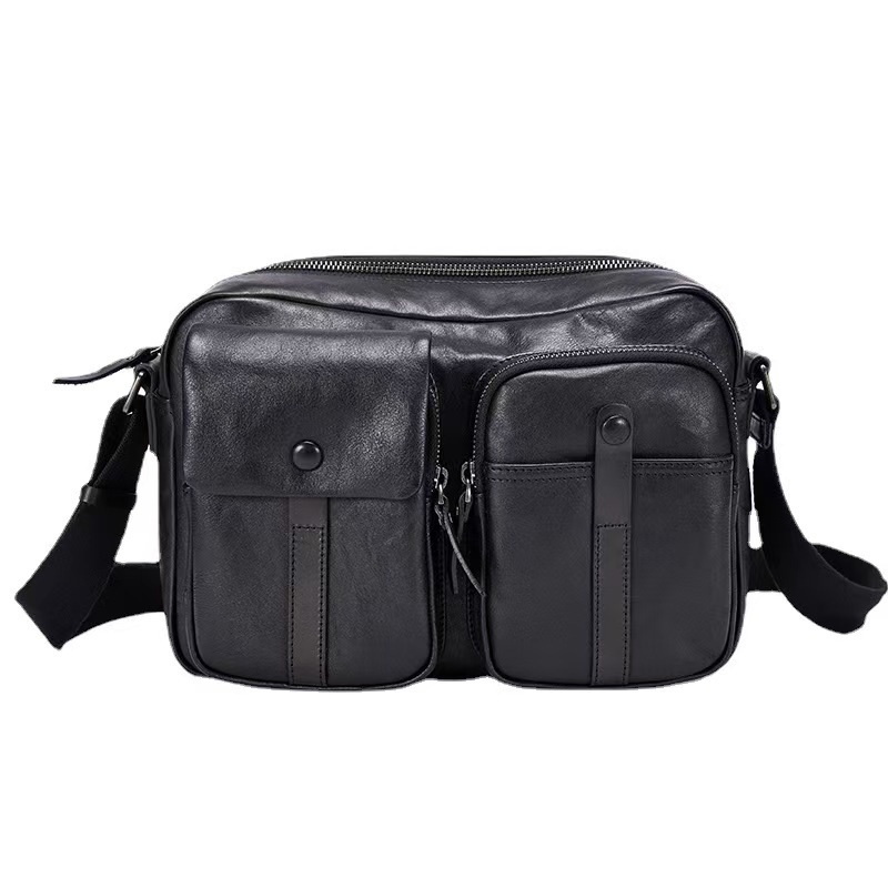 真皮男包复古植鞣皮头层牛皮潮牌单肩包斜挎包横款休闲日系邮差包