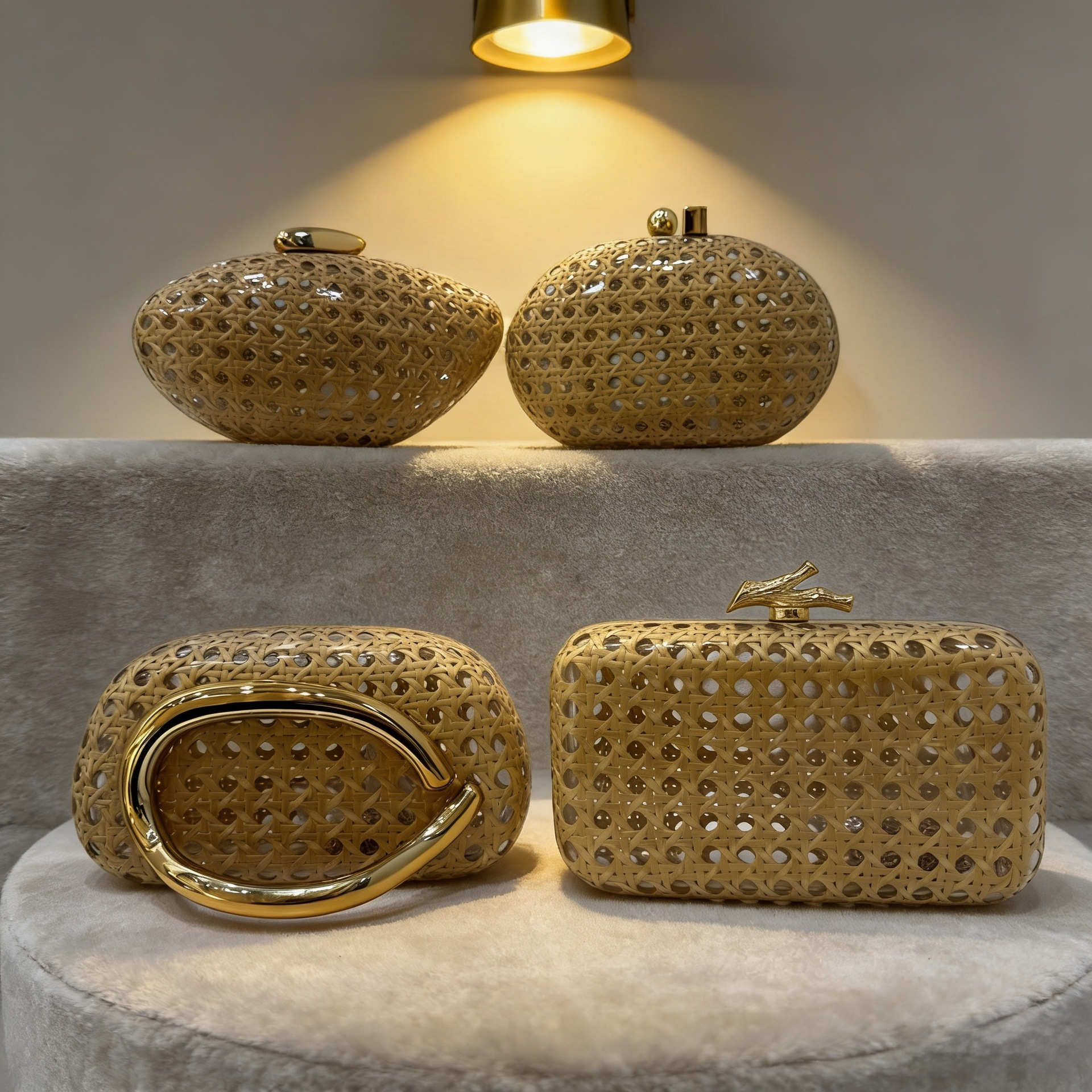 Bolsa de cena de damas transfronterizas de metal portátil de moda acrílico de caña elegante bolsa de cena idílica retro