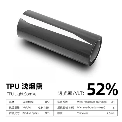 VKPPF TPU Light Smoked Headlight Protection Film, Heat-Reparable Car Light Color Change Film, Car Taillight Film (Car headlight protective film) - light-smoked-30cm-15m