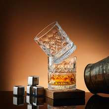 威士忌酒杯家用复古水晶玻璃洋酒杯创意ins风八角啤酒杯酒吧套装