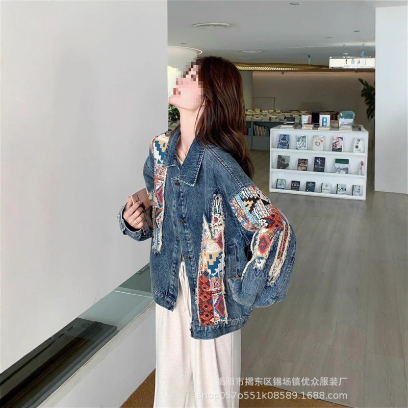 碎花刺绣牛仔外套女春秋2025新款甜酷炸街美式小众夹克上衣流行|undefined