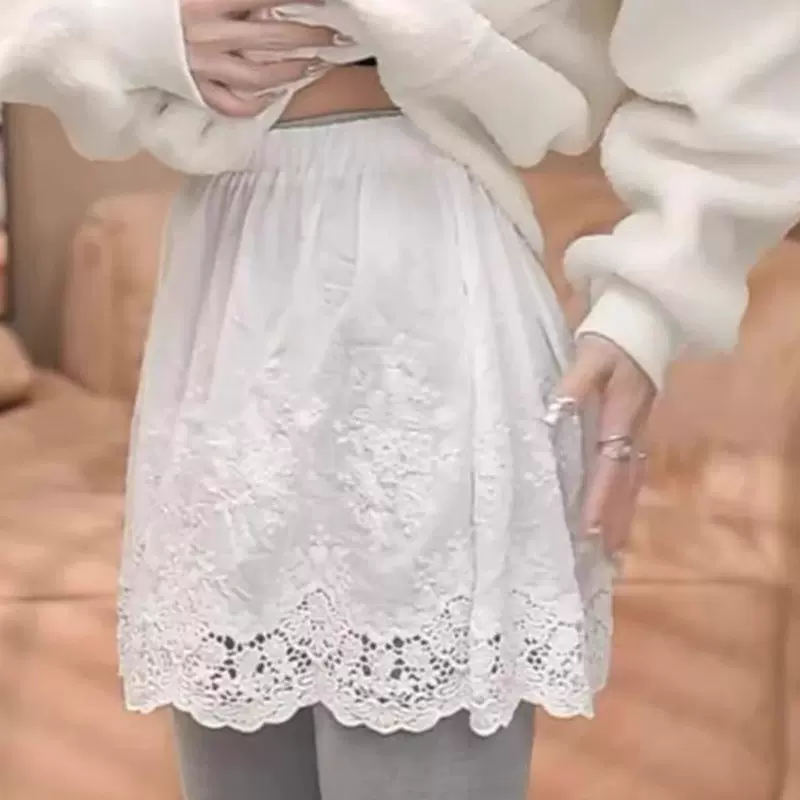 源头工厂订制新款小屁帘下摆遮臀蕾丝花边高腰百搭半身裙包臀裙