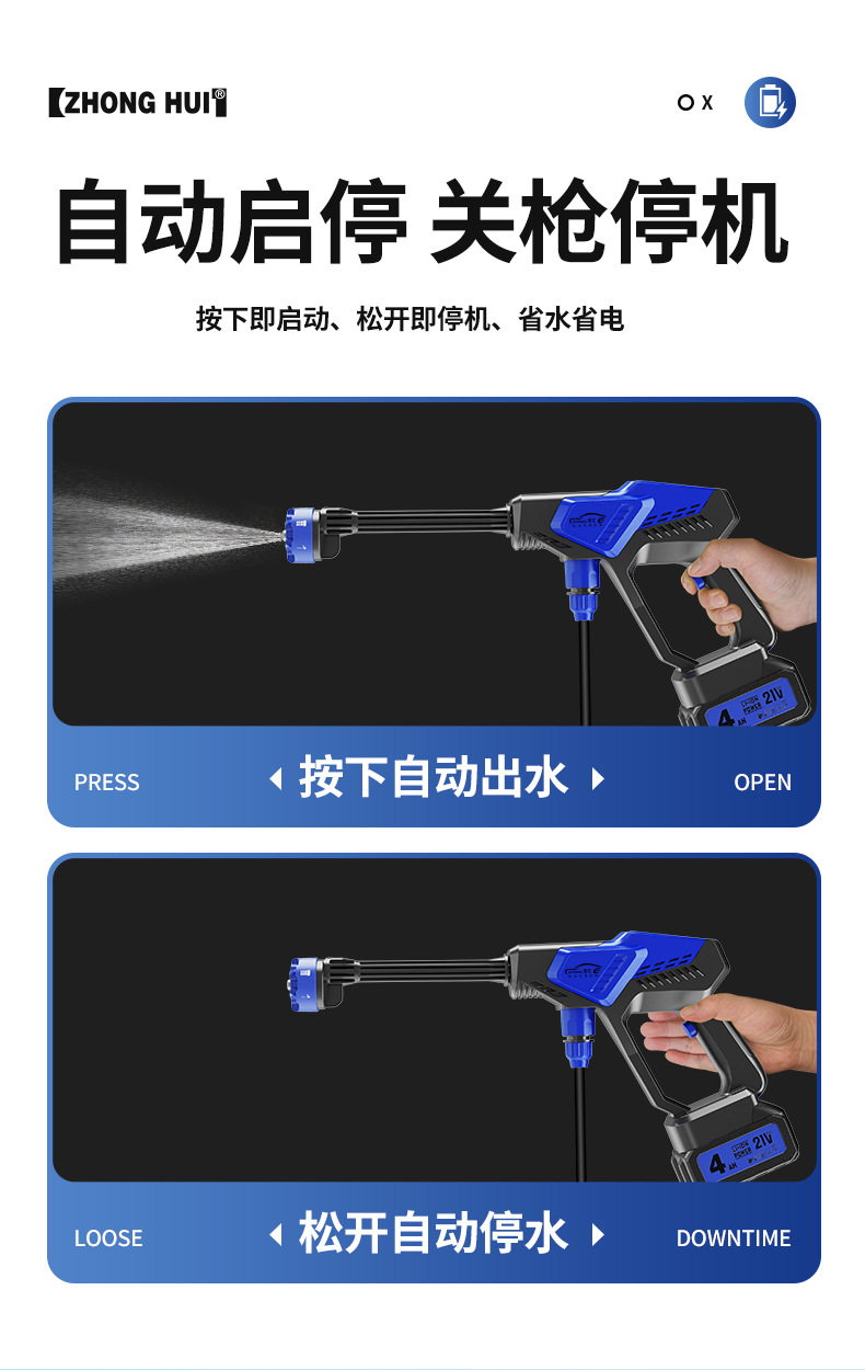 Cross-Border Private Model Car Washing Machine, High-Pressure Water Gun, Household Wireless Cleaning Machine, Lithium Battery Water Gun, Portable Car Cleaning Tool