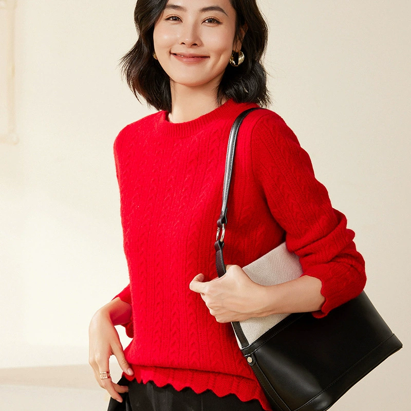 Демисезонный Woolen свитер с круглым вырезом, oversize