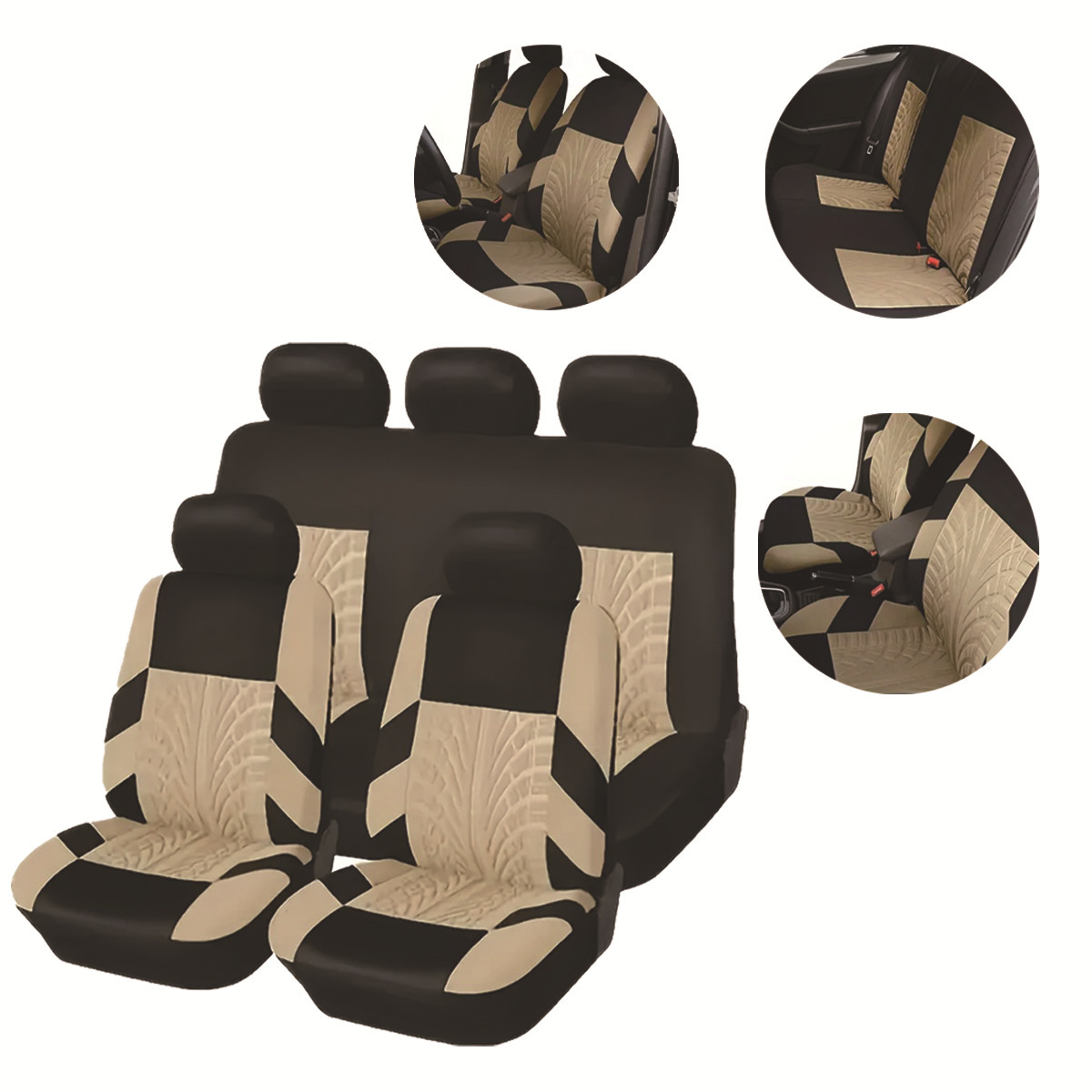 Simple cubierta de asiento universal prensado cubierta de asiento de tela marca de flores cuatro estaciones cojín de asiento de automóvil general de cinco asientos 9 piezas