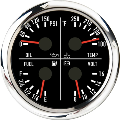 80mm Vehicle and Boat Modification Multi-Functional Seven-Color Four-In-One Voltage Meter, Water Temperature Meter, Oil Pressure Meter, Fuel Meter with Internal Pointer (Other vehicle instruments) - cxc011psi-8-16v