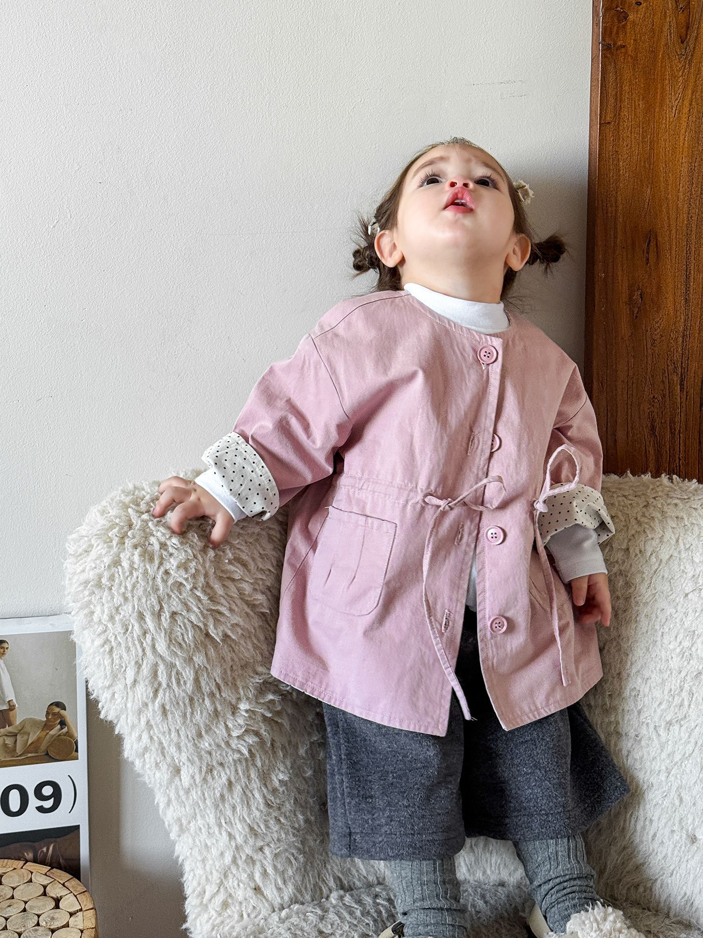 Sugar Pear ropa infantil abrigo abrigo de niñas estilo extranjero ropa de otoño de moda 2025 nuevo cardigan de manga larga ropa de bebé