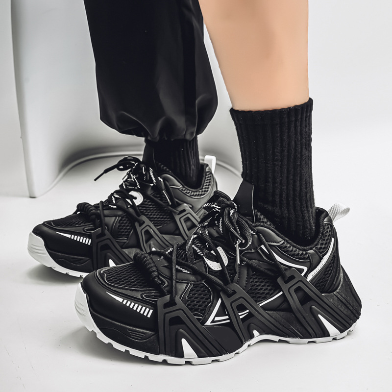 2025 nuevo estilo Four Seasons Sports Malla Casual Zapatos de hombre de suela gruesa Zapatos deportivos de estilo Harajuku para jóvenes al aire libre