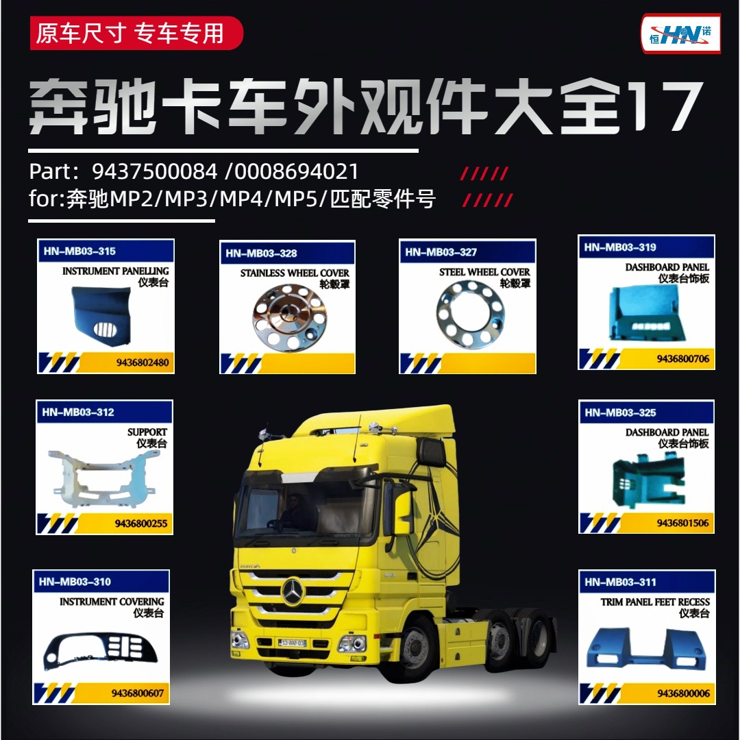 FOR Servicio de camiones Mercedes-Benz cubierta de rueda / panel de instrumentos / soporte 9436800014/9436801706