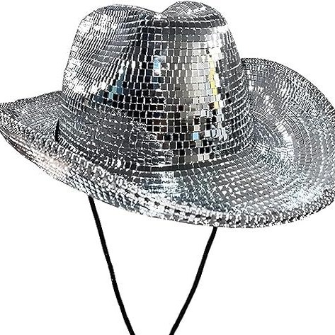 Disco Ball Ball Ball Ball Sombrero de vaquero colorido Espejo plateado Sombrero de copa con flecos de despedida de soltero Sombrero de diamantes de boda BRIDE
