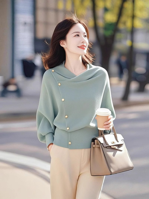 ユニークなニットの女性2025春の服の新商品は、韓国系のデザイン感があります。|undefined