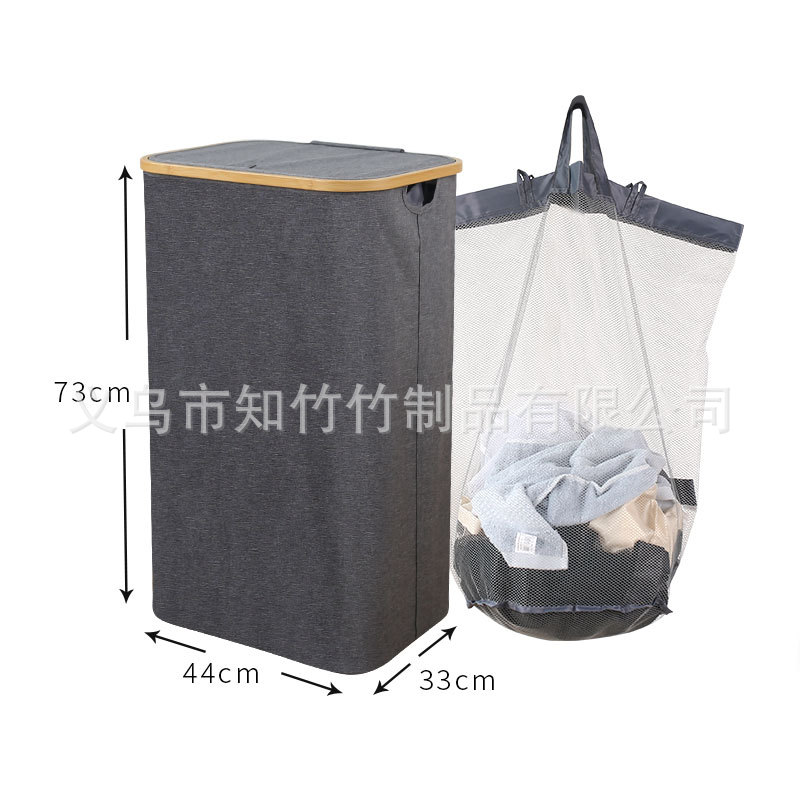 Cesta de lavandería de bambú cesta de lavandería cesta de almacenamiento plegable cesta de almacenamiento de juguete cesta de lavandería con tapa de gran capacidad con bolsa interior