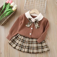 Children's sweater JK set 2023 autumn new princess dress for girls, stylish two-piece set autumn children's clothing