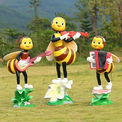 玻璃钢雕塑玻璃钢卡通蜜蜂商场美陈景观玻璃钢创意主题雕塑摆件|ru