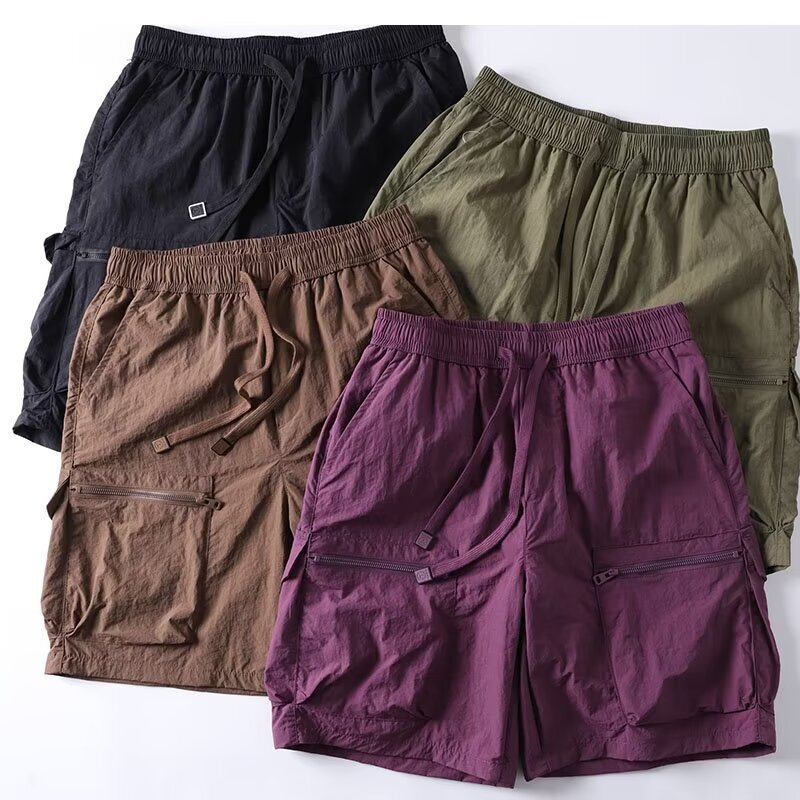 Summer Men's Casual Shorts, Loose Fit, Solid Color, High-End Workwear, Four-Point Shorts, Trendy