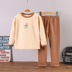 Children's DeRong AB-sided double-sided brushed autumn clothes and autumn trousers new style 2024 new constant temperature thermal underwear set autumn