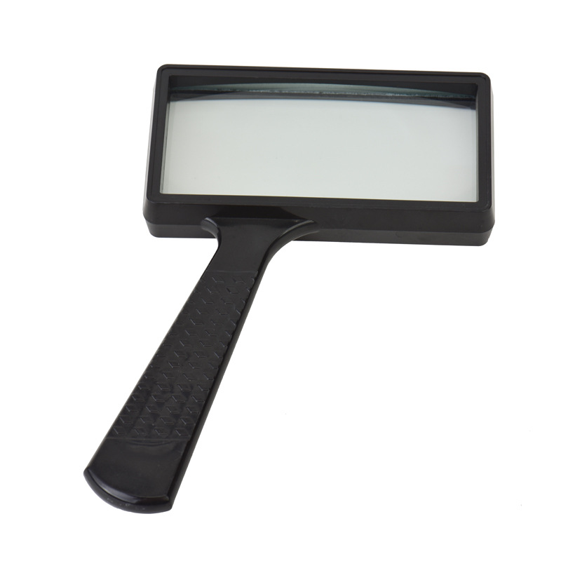 100*50mm手持式长方形玻璃镜片5倍老人看报读书阅读高清晰放大镜