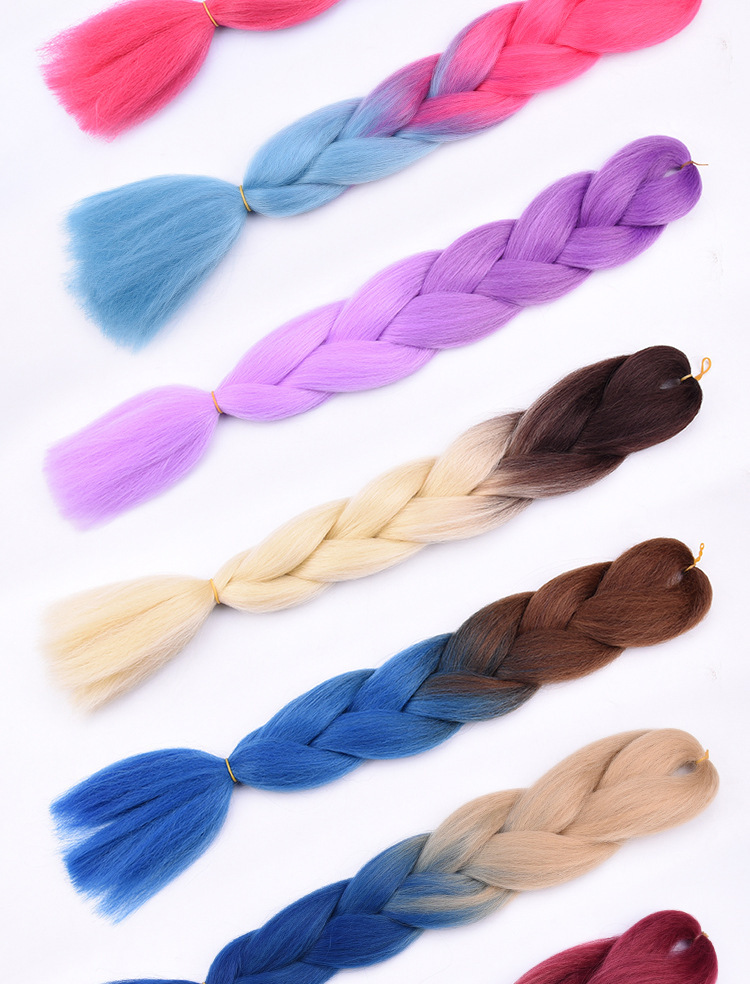 Synthetisches Flechthaar Hitzebeständige Matte Farbverlauf Perücke_voghion.com