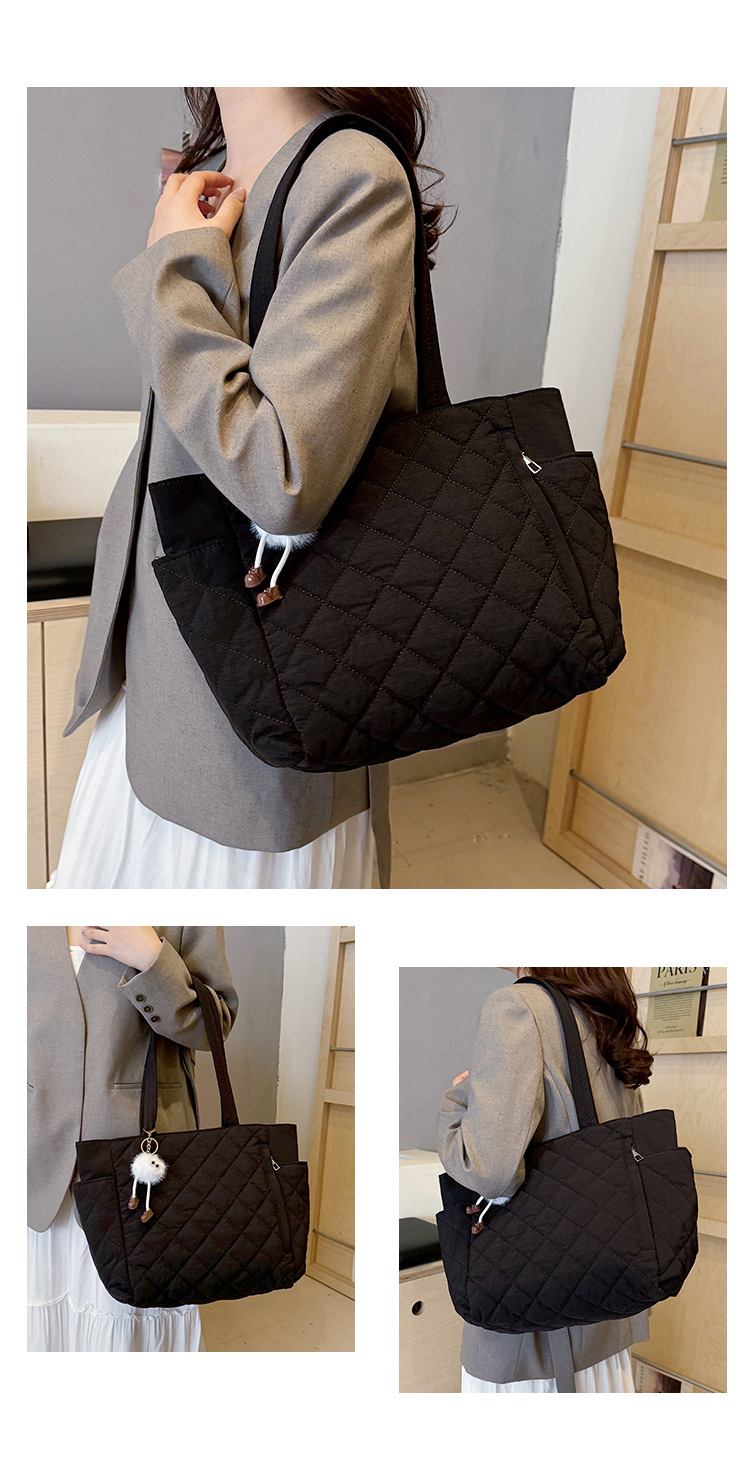 Women's Quilted Shoulder Bag Large Capacity Commuter Tote_voghion.com