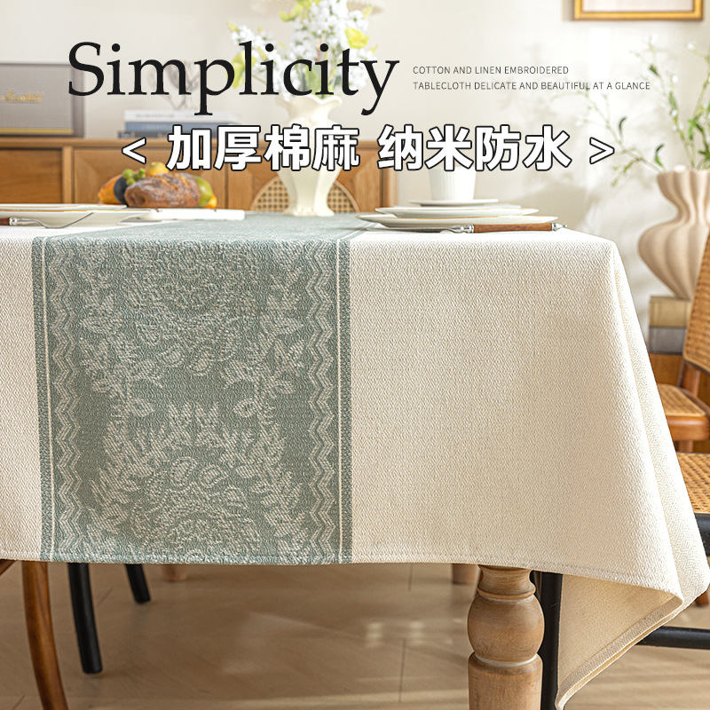国境を越えた売れ筋の模造綿とリネンのテーブルクロス、防水性と耐油性、厚みのある高重量のコーヒーテーブルクロス、家庭用テレビキャビネットカバー卸売