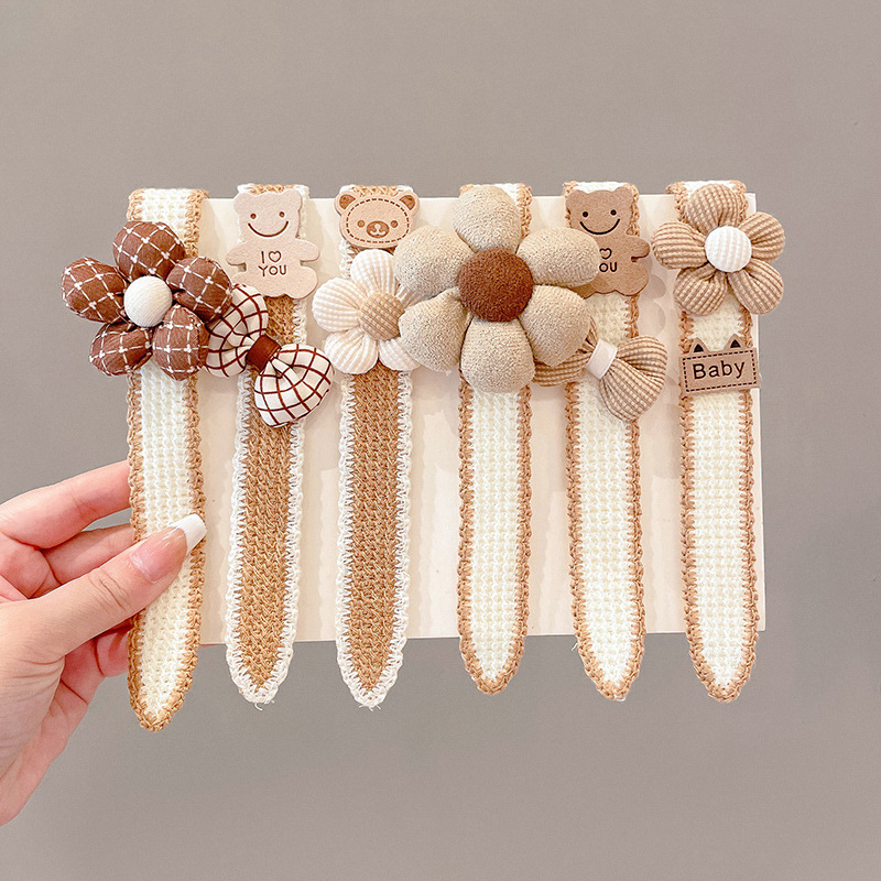 Lindo DE LOS NIÑOS hembra marrón roto post flequillos pegatinas 2023 nuevo bebé tocado diadema accesorios para el cabello Otoño e Invierno